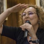 Balbina Prior en su lectura poética en el Café Gijón organizada por la Fundación Manuel Álvarez Ortega